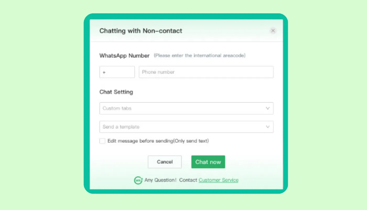 WAPlus - send WhatsApp message without saving contact